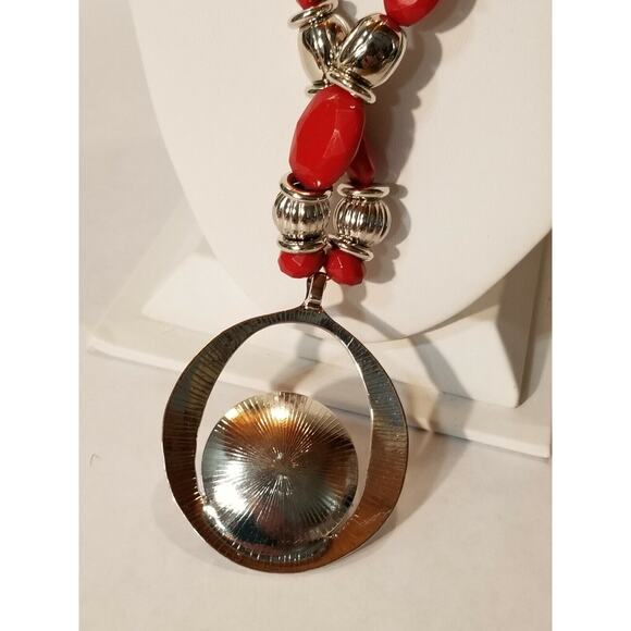 Vintage 1946 red and silver necklace b78* - Picture 12 of 12